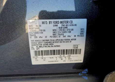 2020 Lincoln Aviator Reserve from USA, damaged, VIN 5LM5J7XC9LGL32583